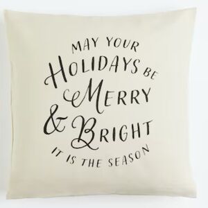 H&M Holiday Pillows with Festive Message Set of 4- Cream